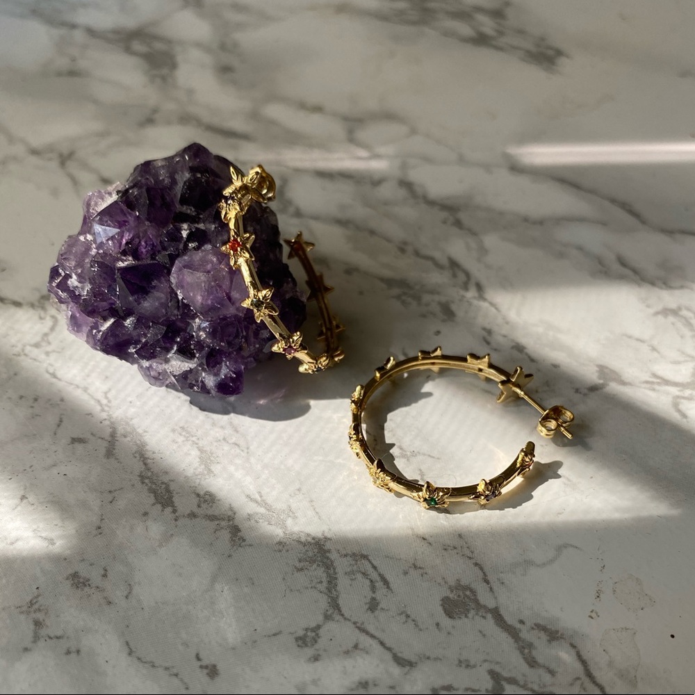 Free people Rainbow Starry Night Dainty Hoop earrings